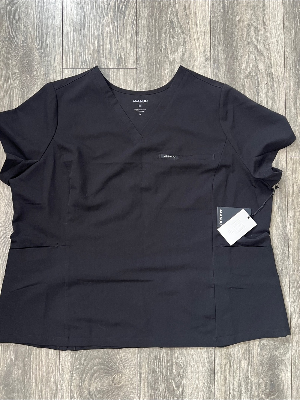 Jaanuu Black V-Neck Professional Scrub Top